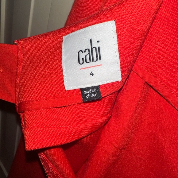 CAbi Red Pencil Skirt with (unopened) Pockets, back button & zipper closure EUC - Picture 3 of 4